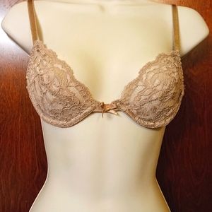Vintage Lace & Satin Unlined Underwire Bra